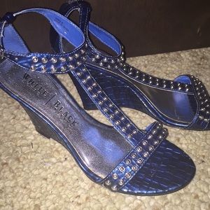 Blue wedge T- Strap  sandals